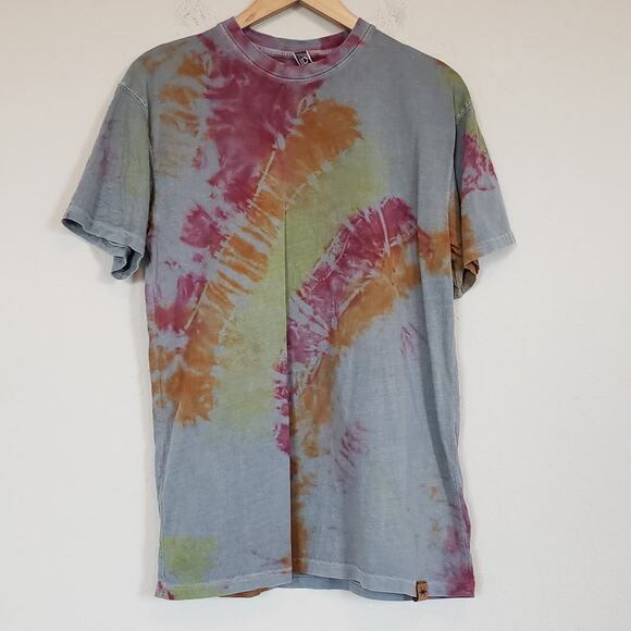 ID by Next Level Gray Tie Dye T-Shirt Unisex Women's Medium Casual Weekend Day - Picture 1 of 7